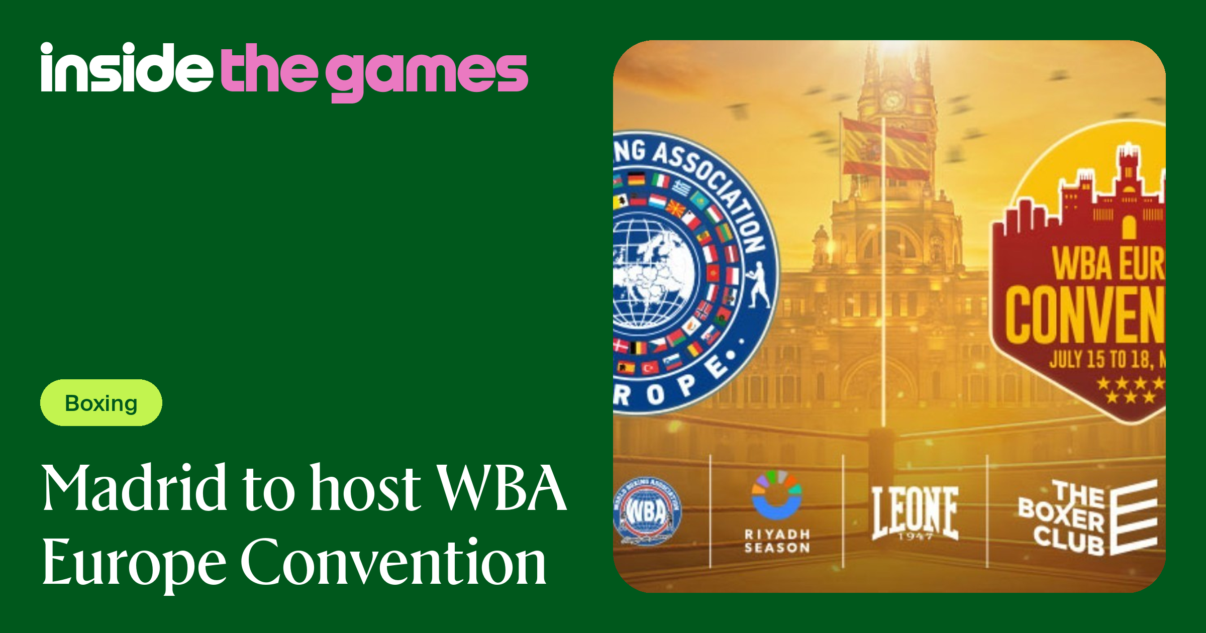 Inside The Games • Madrid to host WBA Europe Convention